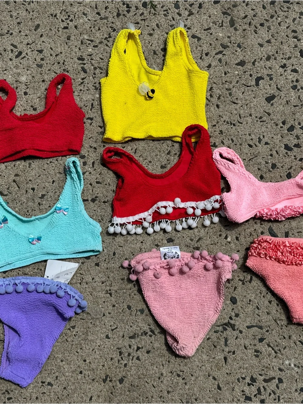 Hunza G Kids Mix-and-Match Swim Bikini Pieces in Yellow, Red, Aqua, Pink, Purple